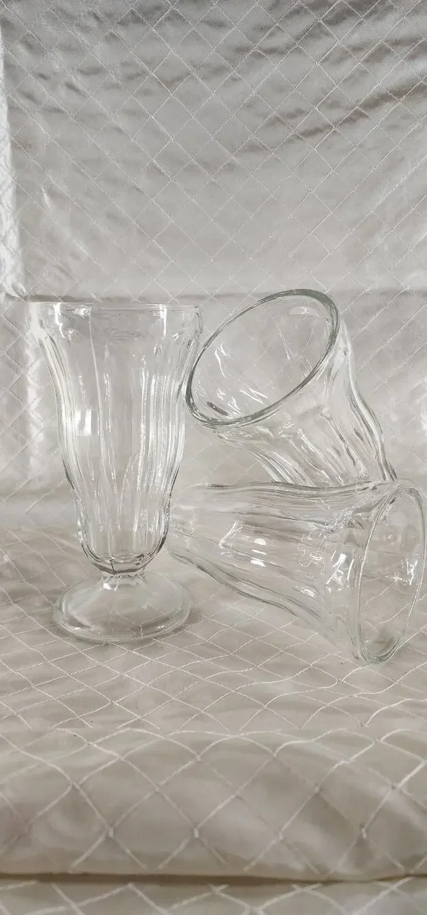 Clear Pressed Glass Footed SundaeParfait Glasses Set of 3 – 6.75